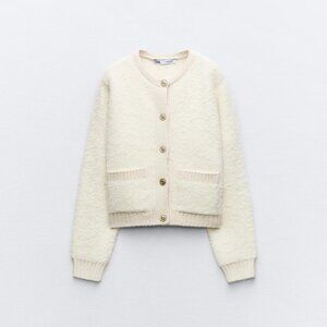 Zara bouclé knit cardigan